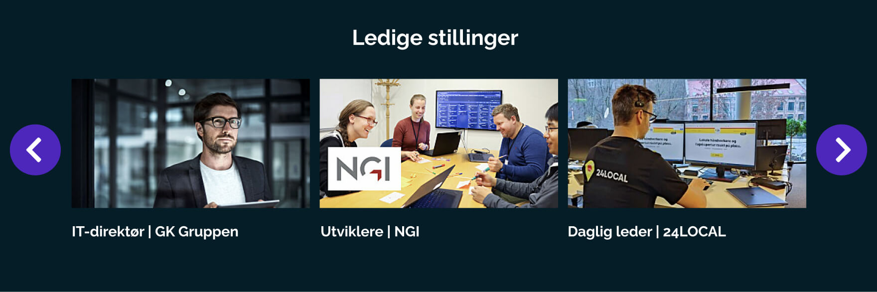 Eksempel på karusell med stillinger